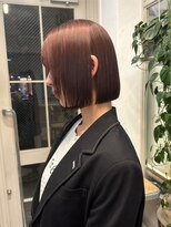 乾かすだけでキマる髪/ケアカラーチェリーブラウンボブ