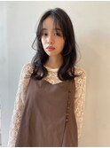ウルフカットアプリコットオレンジハイライトカラー韓国レイヤー