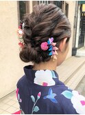 浴衣のシニヨンアレンジ