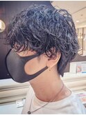 波巻き/メンズショート/パーマ/大人マッシュ/黒髪マッシュ