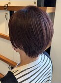 マッシュショート×ピンクベージュカラー×丸みマッシュ