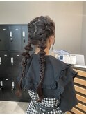 ツイン／編みおろし／ヘアアレンジ