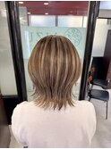 白髪ぼかしハイライト　ウルフ