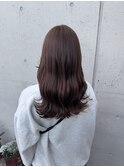 ナチュラルブラウン艶カラーゆるふわロングウェーブ巻き