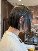 【macana指名】オリーブベージュ ストレートパーマ ボブ
