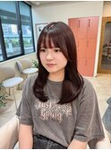 チェリーレッド×ローレイヤーくびれヘア