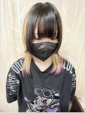 ヘアショップ ホップエム(HAIR SHOP HOP M) ウルフカット/ウルフ女子/顔周り/エンドカラー/紫/黒