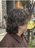 ハイライトメッシュサーフカール/ウルフパーマ/メンズパーマ/栄