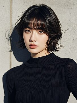 外ハネボブ40代タッセルボブグラデーションカラーヘアカラー