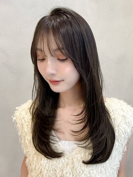 アグノス 青山(Agnos) 外ハネボブ大人ガーリーうるツヤダークアッシュくびれヘア