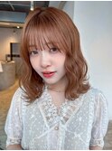 顔周りレイヤー韓国ヘアくびれミディミディアム_F21091