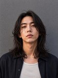メンズロングボブウルフ×ニュアンスパーマ×メンズカット