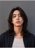 メンズロングボブウルフ×ニュアンスパーマ×メンズカット