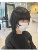＊ネオウルフレイヤーカット！黒髪ウルフヘアミディアムレイヤー