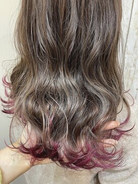 ウアココ(uakoko) 10代20代【髪質改善カラー】ベリーピンクの裾カラー