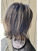 切りっぱなしボブ×グレージュ×ハイライト