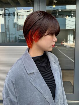 トゥイン 八王子(TWIN) インナーカラー　アプリコットオレンジ　ショートヘア