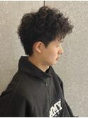 メンズナチュラルショートソフトツイストスパイラルパーマ