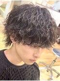 メンズウルフ波巻きスパイラルパーママッシュパーマツーブロック