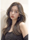 ★10代20代30代40代／グレージュ／韓国風レイヤー／韓国巻き髪