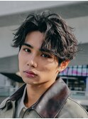 難波フェザーショートフェザーパーマニュアンスパーマ20代黒髪