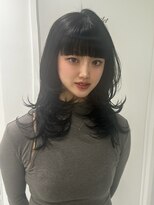 ゼスト ジグ(ZEST ZIGU)&nbsp;レイヤー顔まわりカット艶カラー暗髪/anna