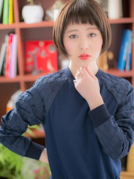 カバーヘア ブリス 川口(COVER HAIR bliss) オン眉ナチュラルカラー小顔黒髪グラボブc4川口20代30代40代