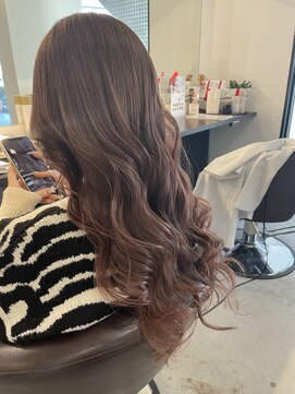 エファッセ(efface) ベージュピンク×巻き髪ロング×ツイスト巻き×ピンク系カラー