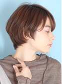 小顔美髪イメチェンピンクブラウン切りっぱなしボブショート