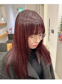 秋色/ピンクヘアー/ウルフレイヤーロング/透明感カラー
