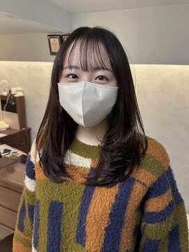 インビテーション(invitation) レイヤーカット 地毛風カラー ワンカール 内巻き 顔周りカット