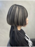 細めハイライト/クラゲヘアー/ブルーカラー/エンドカラー
