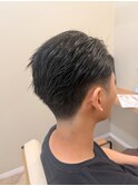 大人ツーブロック×ダークシルバーグレー
