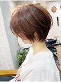 クールショート・ピンクブラウン・流し前髪【BISA】