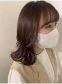 【ヨシンモリ】【外ハネミディアム】｜ベージュピンク