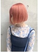 オレンジポップ#ブリーチオンカラー#艶カラー#ミニボブ