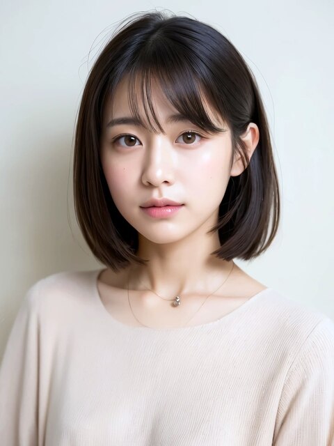 ちゅるんとふわボブ 内巻き黒髪ワンカール 大人ヘアスタイル