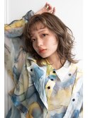 小顔外ハネミディアムアッシュ20代30代40代くびれミディ韓国ヘア