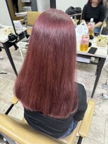 アジールヘア 所沢プロペ通り店(agir hair)&nbsp;チェリーレッドロングレイヤーカットブリーチデザインカラー所沢