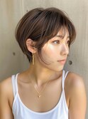大人可愛い切りっぱなしひし形レイヤーカットモカベージュ