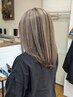 【肩下～ロング】カット＋脱白髪染めハイライト＋トリートメント ￥16800～