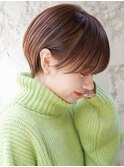 大人可愛い20代30代40代黒髪前下がりひし形小顔ボブ丸みショート