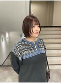 大人可愛い内巻きボブ/顔周りカット/レイヤー/アッシュカラー