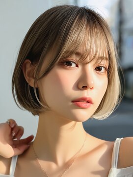 コンパクトボブ × シャイニーグレージュ