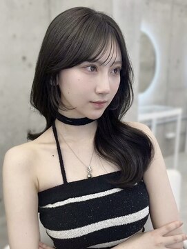 暗めグレージュ/黒髪/韓国レイヤーカット/顔周りカット/表参道