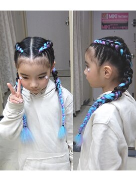 エクステ専門店ミキ 横浜店(MIKI) KIDS学生ダンスヘア♪ ボクサーブレイズツインテールコーンロウ