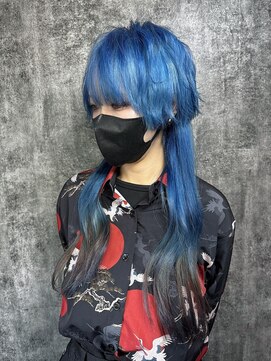 カプセル(capsule) 個性派ウルフ♪ ブルー × 残留 デザインカラー♪