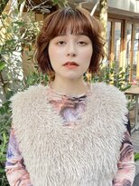 ラミエバイメルト 下北沢(lamie by melt)&nbsp;前髪顔周りカットレイヤーボブブリーチなしカラーオレンジピンク