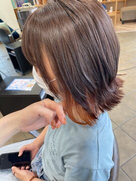 ソワンドゥブレス 瓜破店(soin de brace) オレンジインナーカラー