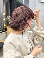 テトヘアー(teto hair)&nbsp;ピンクブラウン　ボブパーマ　スパイラルパーマくるくる